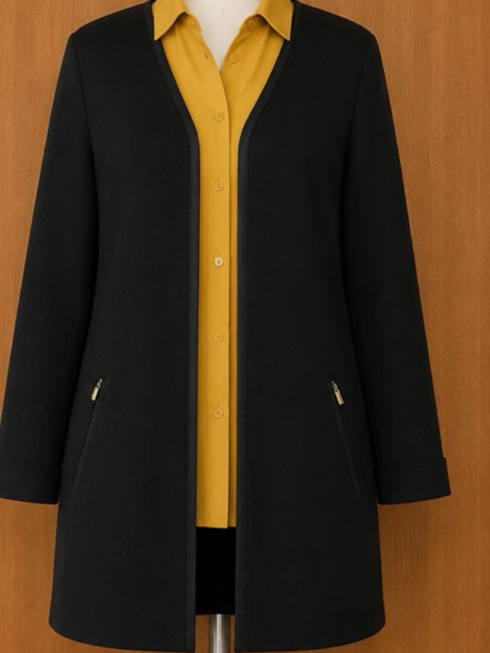 Women's Black Open-Front Cardigan-Sophisticated Lightweight Layer